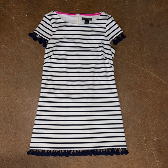 Jessica Howard Navy and White Stripe Tassle Dress Size 8 - Picture 2 of 6